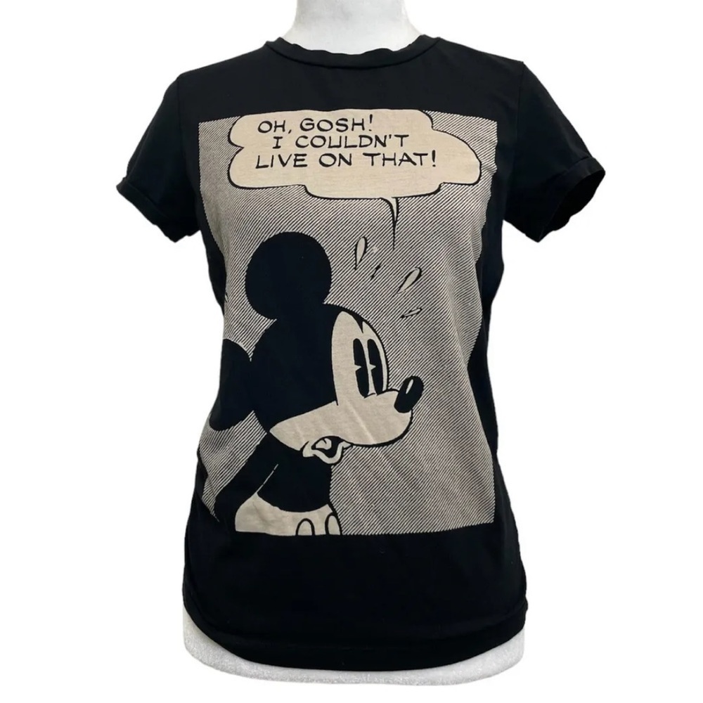 Disney x MNG Jeans Black Rich Mickey Graphic Print Iconic Baby Tee Shirt
